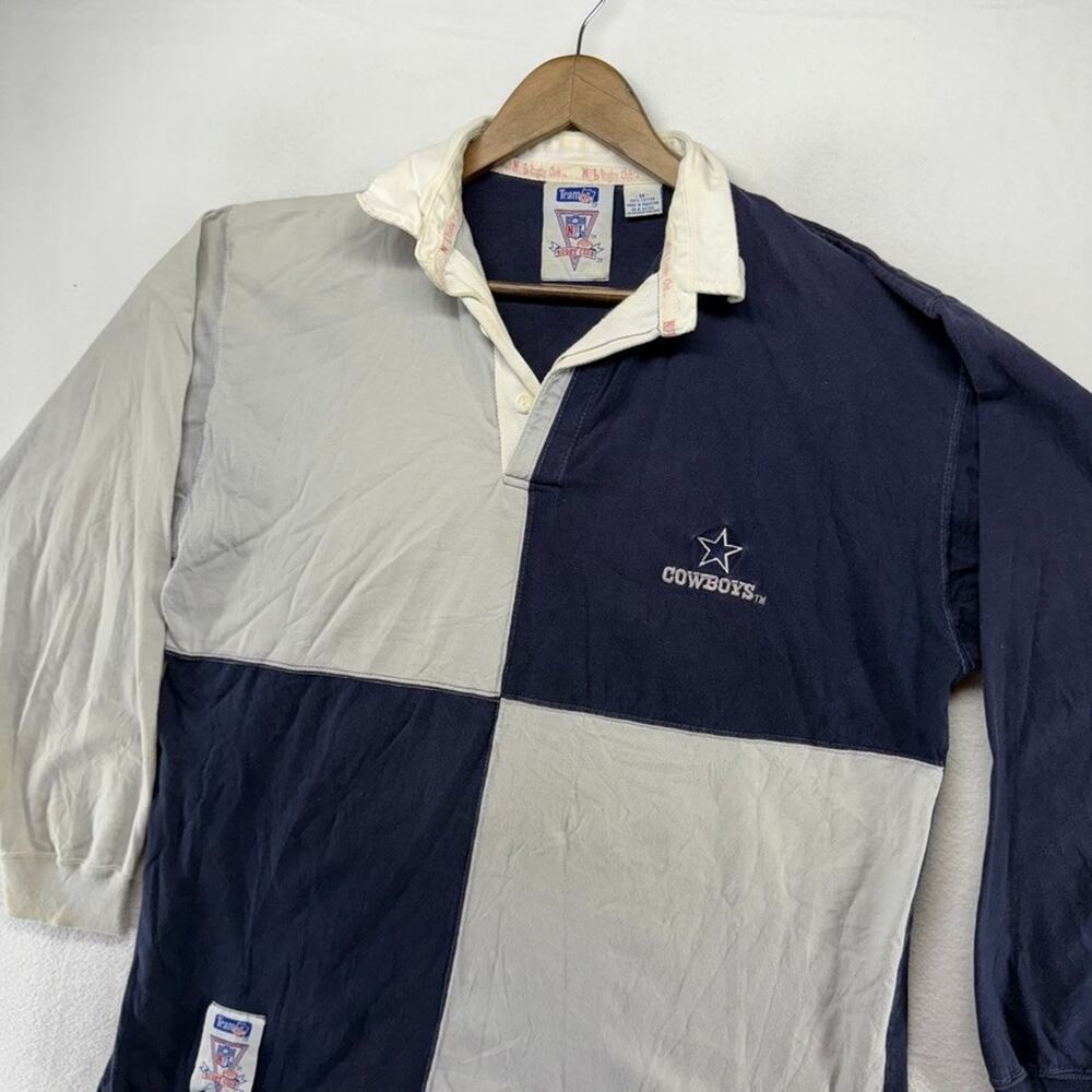 Vintage Dallas Cowboys Rugby Shirt Men's medium Gray Blue Colorblock Embroidered - Picture 5 of 15